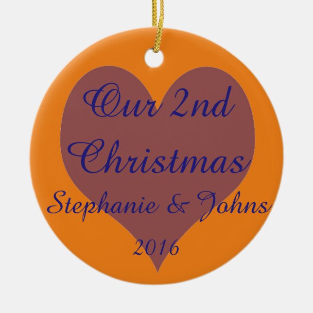 Vårt understödja jul slösar tillsammans orange julgransprydnad keramik (Framsidan)