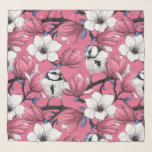 Vårtid vid rosa sjal<br><div class="desc">Blooming magnolia och blå målfåglar...  Jag hade ritat hela inslag i mönster först med bläck på papper och sedan ritat om och färgad i Illustrator för att göra en mönster.</div>