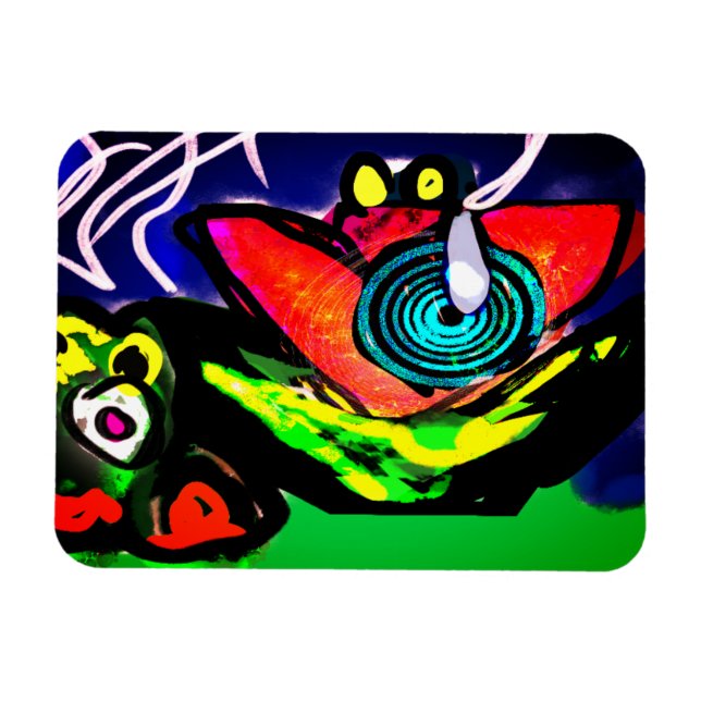 Vårtidblomma och vårgroda magnet (Horisontell)