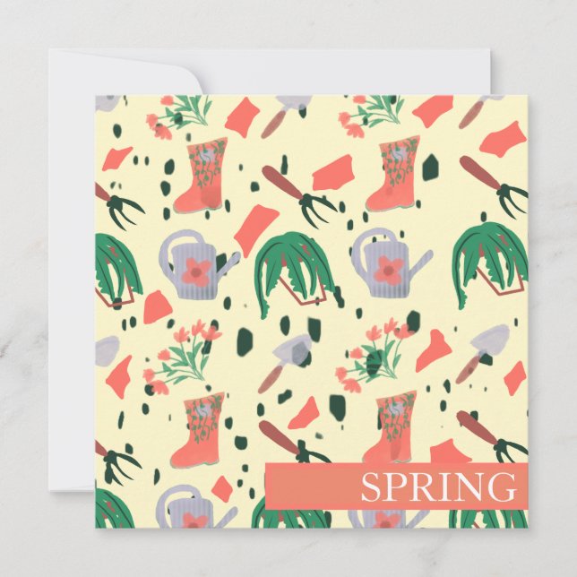 Vårträdgård Botaniska Klotter Illustration Kort (Framsida)