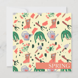 Vårträdgård Botaniska Klotter Illustration Kort