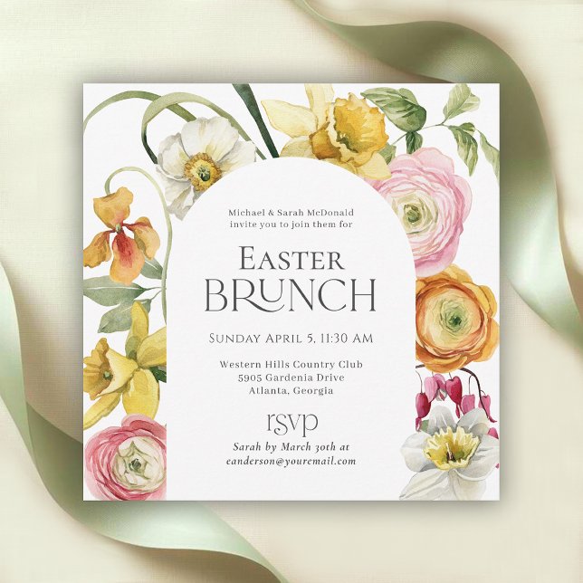 Vårträdgårds blomsterlunch påsk inbjudningar (Skapare uppladdad)