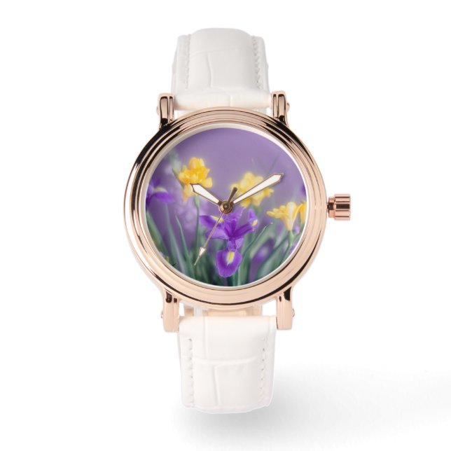 Vårträdgårds blomviska blommor armbandsur (Framsida)