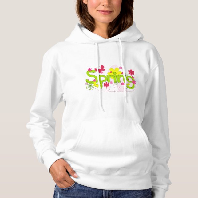 Vårträdgårds typografi blommor fjärilar t shirt (Framsida)