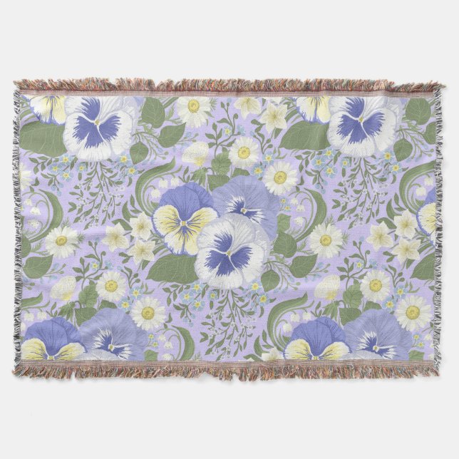 Vårträdgårdsblommor på lavendel filt (Framsidan)