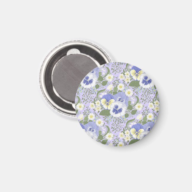 Vårträdgårdsblommor på lavendel magnet (Front/Back)