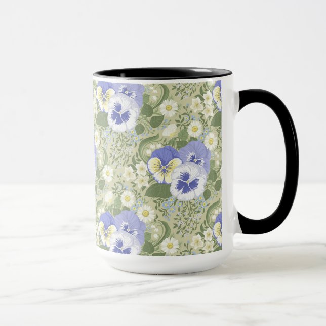 Vårträdgårdsblommor på salvia mugg (Höger)