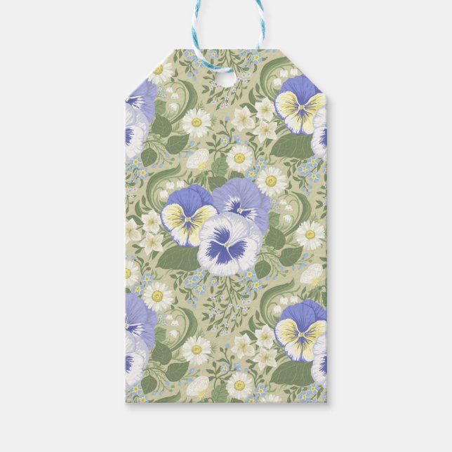 Vårträdgårdsblommor på salvia presentetikett (Framsidan)