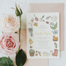 Vårträdgårdsdjur Baby Shower-inbjudan
