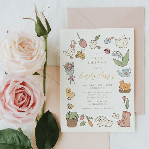 Vårträdgårdsdjur Baby Shower-inbjudan Inbjudningar