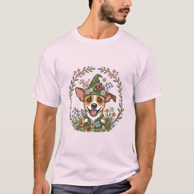 vårträdgårdstomte hund T-shirt (Framsida)