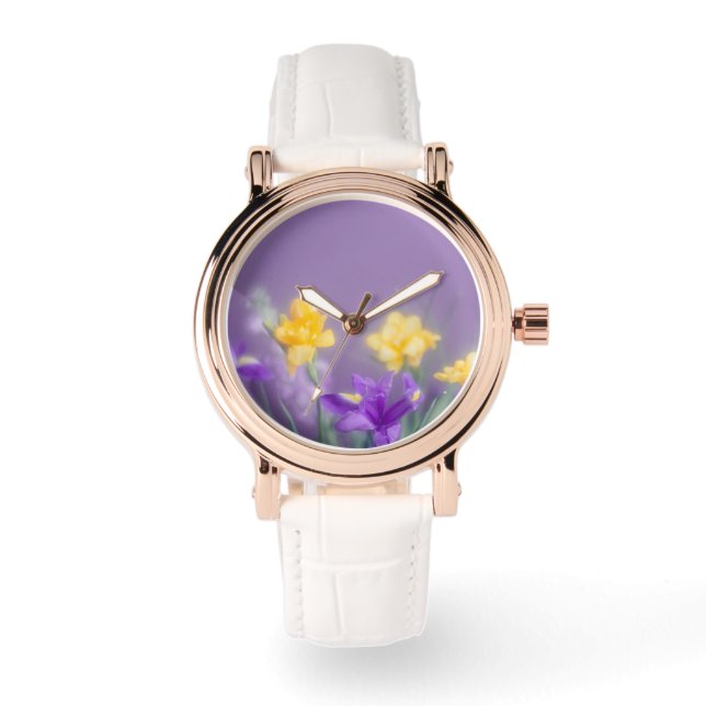 Vårträdgårdsviska Blomma Armbandsur (Framsida)