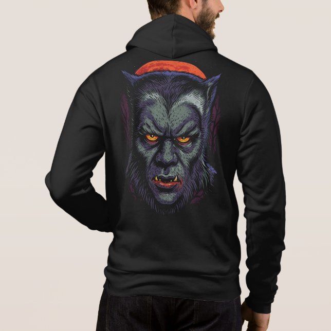 Varulv Curse Hoodie - Classic Wolfman Horror T Shirt (Baksida)