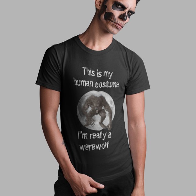 Varulv Full Moon Human Costume Halloween T Shirt (Skapare uppladdad)