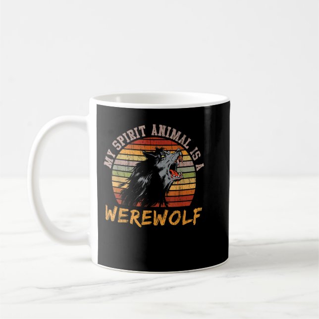 Varulv Fullmåne Vintage Varulv Kaffemugg (Vänster)