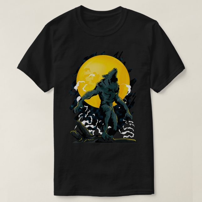 Varulv Howling vid full mångrafik T Shirt (Design framsida)