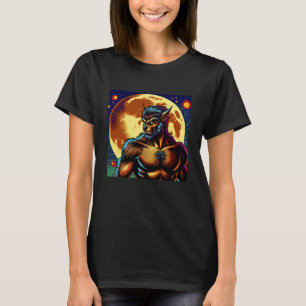 Varulv i seriealbumstil framför fullmåne t shirt