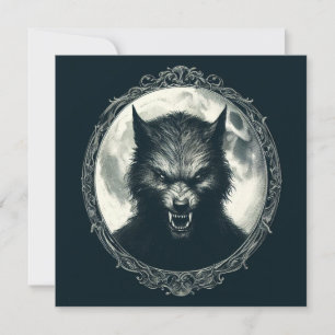 Varulv med Full Moon och Framed Vintage Horror Kort