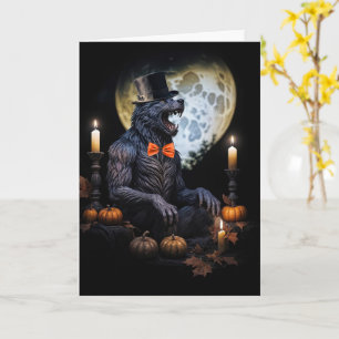 Varulv och Måne Candles Pumpkins Scary Halloween Kort