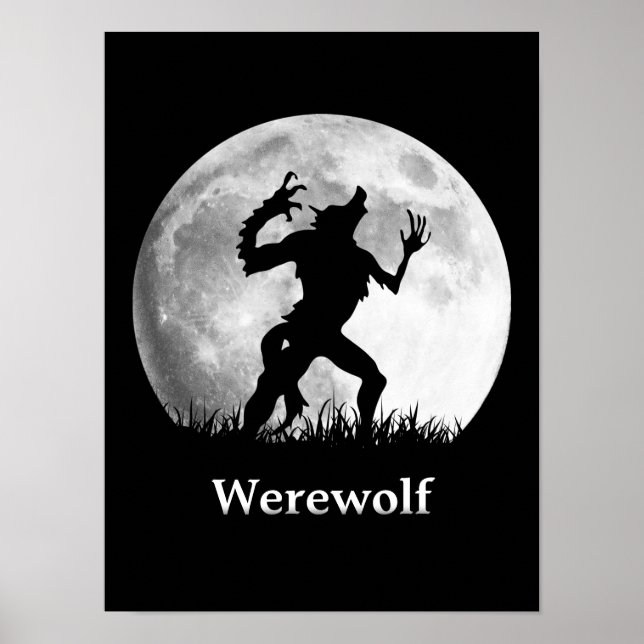 Varulv på Full Moon - Coola Halloween Poster (Framsidan)
