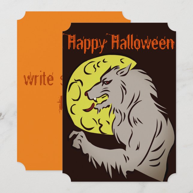 Varulv på fullt måne inbjudningar (Fram/baksida)