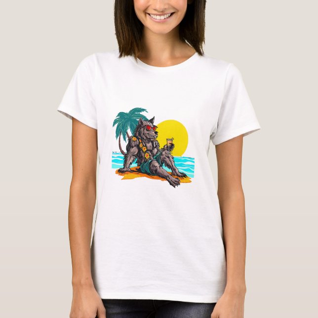 varulv på semester t shirt (Framsida)