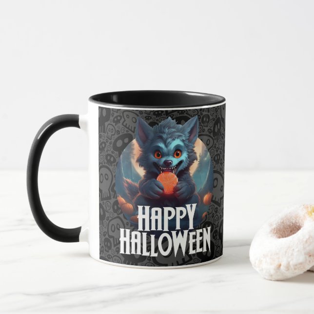 Varulv som äter godis Gott Halloween Mugg (Med munk)