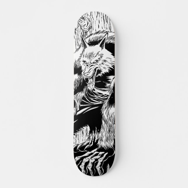 Varulv svart och vit skateboard (Framsida)