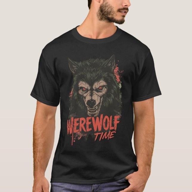 Varulv Time Horror | Halloween T Shirt (Framsida)