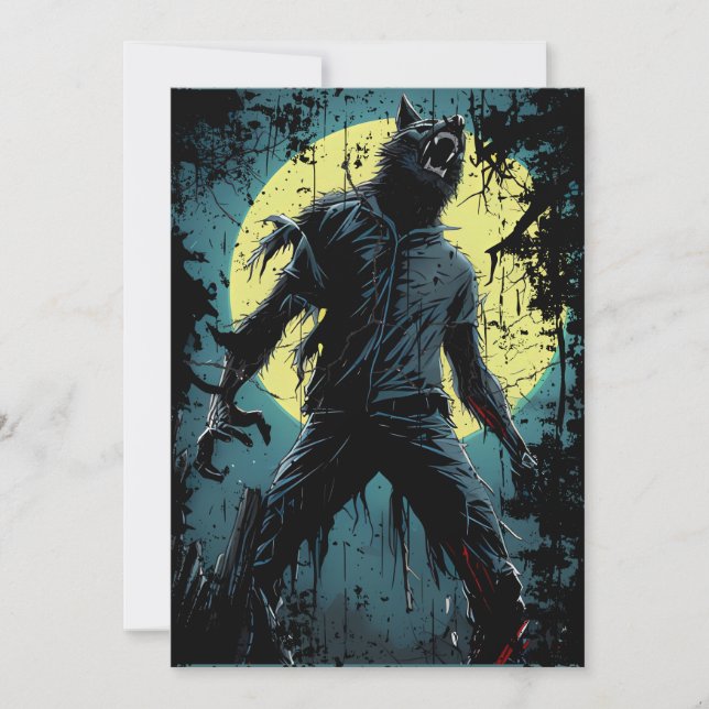 Varulv vid nattrippning av varg inbjudningar (Framsida)