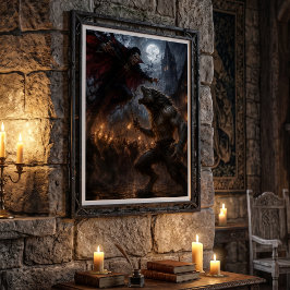 Varulv vs vampyr medeltida mörk fantasy-strid poster