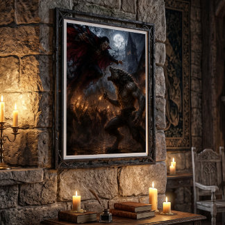 Varulv vs vampyr medeltida mörk fantasy-strid poster
