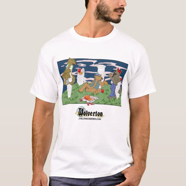 Varulvar som äter pizza herrtröja t shirt (Framsida)