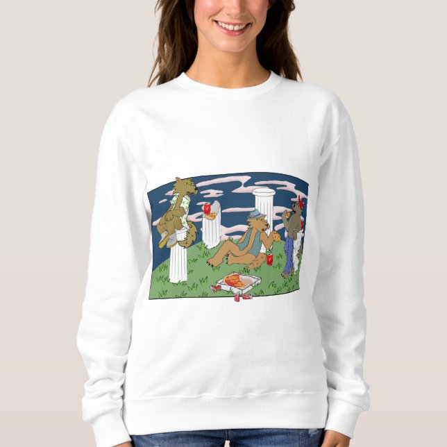 Varulvar som äter pizza Kvinnors sweatshirt T Shirt (Framsida)