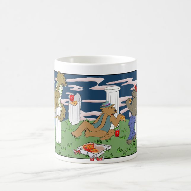 Varulvar som äter pizza-mugg kaffemugg (Center)