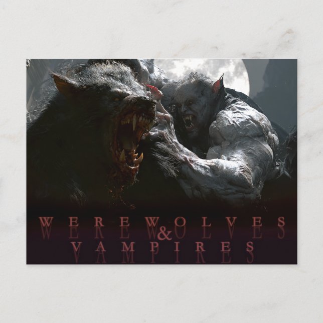 Varulvar & Vampyrer - Klor och Hörntänder Vykort (Framsida)