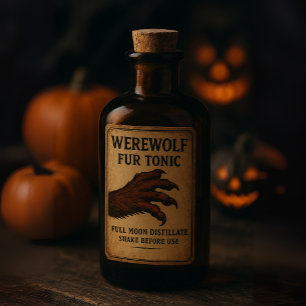 Varulvs Päls Tonic - Halloween Apoteksetikett Klistermärken