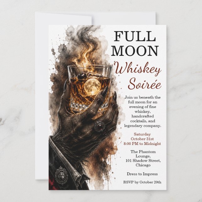 Varulvs Whiskey Cocktail Natt Halloween  Inbjudningar (Framsida)