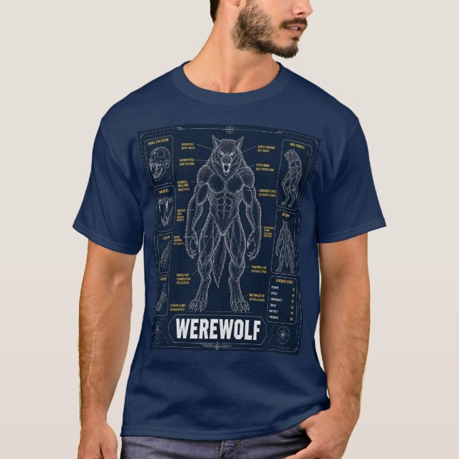 Varulvsanatomi Ritning T Shirt (Framsida)