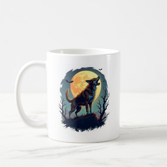 Varulvsdrillaren ylar kaffemugg (Vänster)