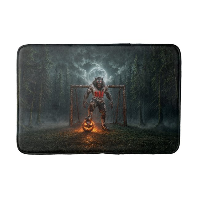 Varulvsfotbollsspelare Halloween-skräckkonst Badrumsmatta (Framsidan)