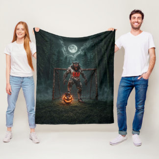 Varulvsfotbollsspelare Halloween-skräckkonst Fleecefilt
