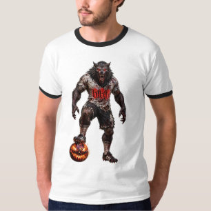 Varulvsfotbollsspelare Halloween-skräckkonst T Shirt