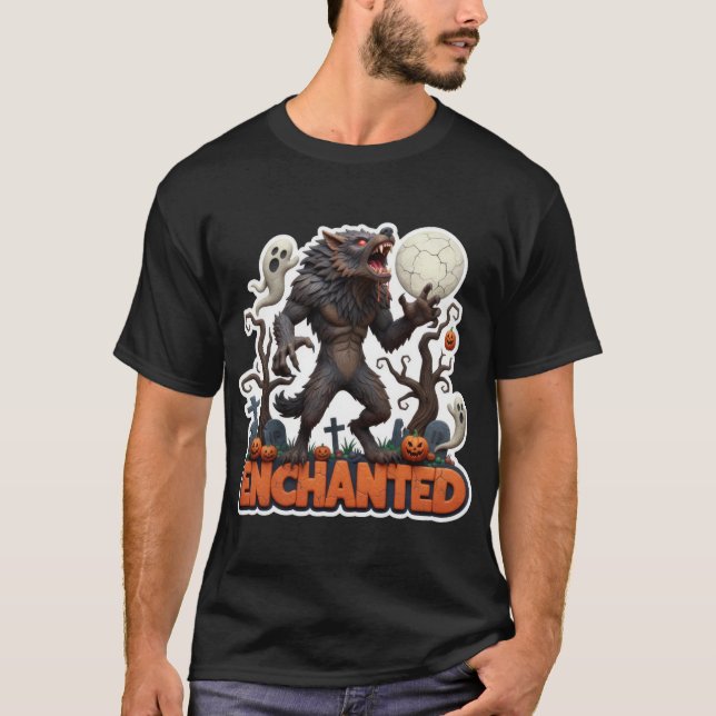 Varulvsghostar pumpar Halloween-scener T Shirt (Framsida)