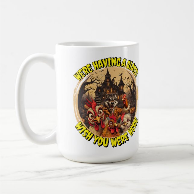 "Varulvsherre Herrgård Selfie" Ostig Kyckling Kaffemugg (Vänster)