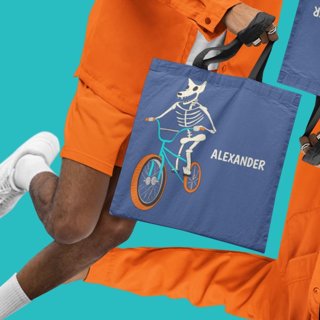 Varulvskelett som kör en BMX-cykel Personlig Tygkasse (Skapare uppladdad)