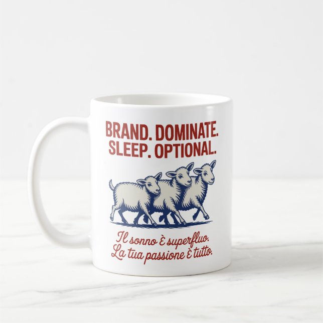 Varumärke. Dominera. Sova. Valfritt. Kaffemugg (Vänster)