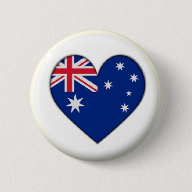 VARUMÄRKE NY!! - AUSTRALIA HJÄRTA PINNBACKSMÄRKE KNAPP (Framsida)