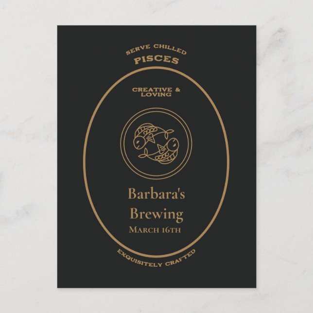 Varumärke, Zodiakens tecken, Fiskarna anpassningsb Vykort (Framsida)