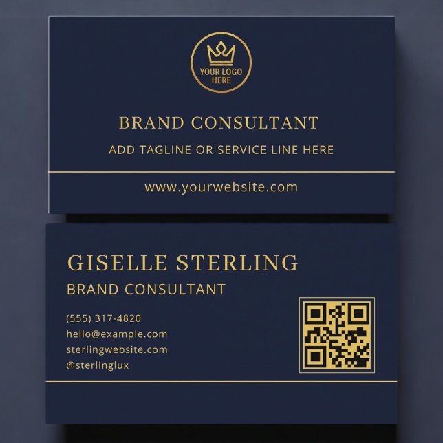 Varumärkeskonsult Blue Gold Logo QR-kod Visitkort (Skapare uppladdad)